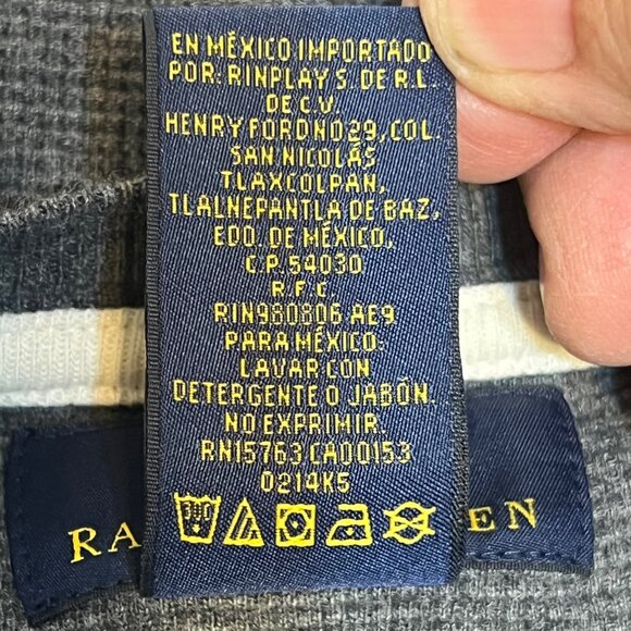 Polo Ralph Lauren Men Gray Waffle Knit Thermal Long Sleeve M 100% Cotton Casual - Picture 10 of 14